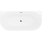 MEXEN/S - Oval Slim volně stojící vana nástěnná 170 x 80, bílá, sifon a přepad zlatá 52661708000-50