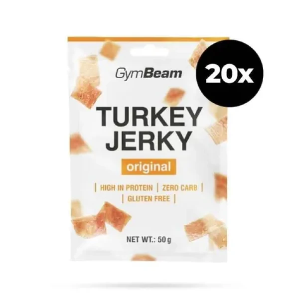 Sušené maso Turkey Jerky - GymBeam (originál, 20 x 50 g) (59179-3-20x50g-original)