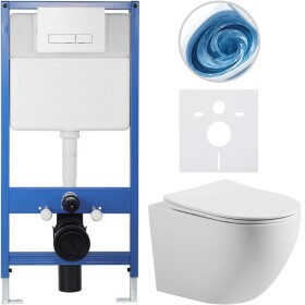 CERANO Kompletní podomítkový WC set Profi/Cesso - bílá matná - WC tlačítko Slim, bílé - předstěnová instalace/sádrokarton - 49x36 cm - 8050BD97