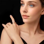 Stříbrný perlový prsten MOISSANITE + CERTIFIKÁT, nastavitelná Stříbrná certifikát GRA, hadřík na čištění stříbra, dárková krabička