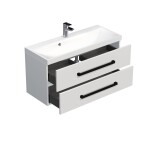 Koupelnová skříňka s černou úchytkou a umyvadlem SAT Cube Way 100x53x40 cm bílá lesk lesk/mat CUBE2C100ZBL CUBE2C100ZBL