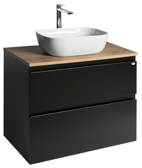 AQUALINE - ALTAIR skříňka s deskou 78,5 cm, černá mat/dub emporio AI680-01