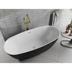 MEXEN/S - Luvo Slim volně stojící vana 170 x 75, bílá/černá, sifon a přepad zlatá kartáčovaná 52801707575-55