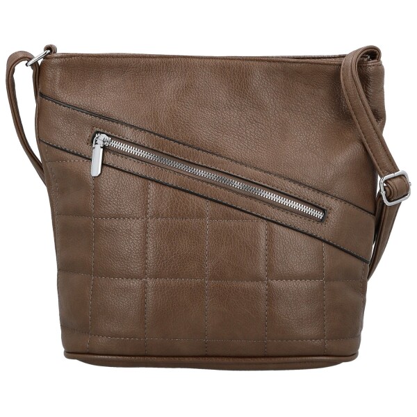 Trendy dámská koženková crossbody kabelka Carlina, hnědá