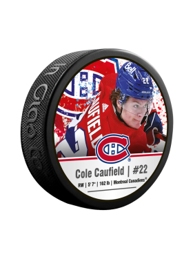 Inglasco / Sherwood Puk Cole Caufield #22 Montreal Canadiens Souvenir Hockey Puck