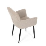 Židle jídelní, snadno čistitelná krémová látka, černý matný lak, kovové nohy