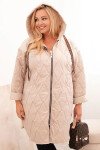 Dámská bunda Plus Size prošívaná s kapucí a nápisem HOPE tmavě béžová UNI