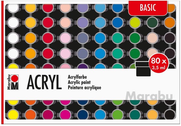 Marabu Marabu, 1210000000207, sada akrylových barev, 3,5 ml, 80 ks