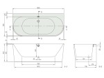 VILLEROY & BOCH - Oberon 2.0 Vana 180x80x46 cm, Quaryl, bílá UBQ180OBR9CD00V-01