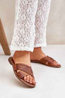 Kožené Dámské Pantofle Lewski Shoes 3682 Camel 39