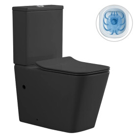CERANO - WC kombi Forte, Rimless - bezokrajové splachování + Slim/SoftClose sedátko - spodní/zadní odpad- černá matná - 64x36 CER-538768