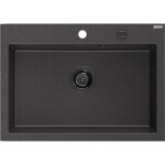 MEXEN/S - Elix granitový dřez 1-miska 700 x 500 mm, černá kropenatá, sifon černá 6526701005-76-B