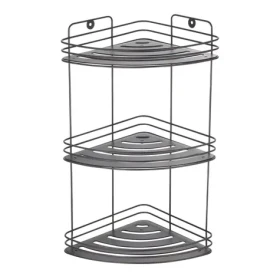 MSV KERY nástěnná rohová polička do koupelny - 3 patra matná černá / ocel (3700703909736)