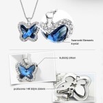 Náhrdelník Swarovski Elements Montanari modrý - motýl, Tmavě modrá 39 cm + 3 cm (prodloužení)
