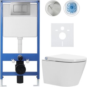 CERANO Kompletní WC set Profi/Cronus Standard - bílá lesklá - WC tlačítko Classic/Tmavě šedá - předstěnová instalace - 59,3x38,4 cm