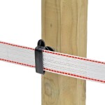 Izolátor pro elektrický ohradník plochý, pro pásku do 40 mm, lanka a lana - 25 ks