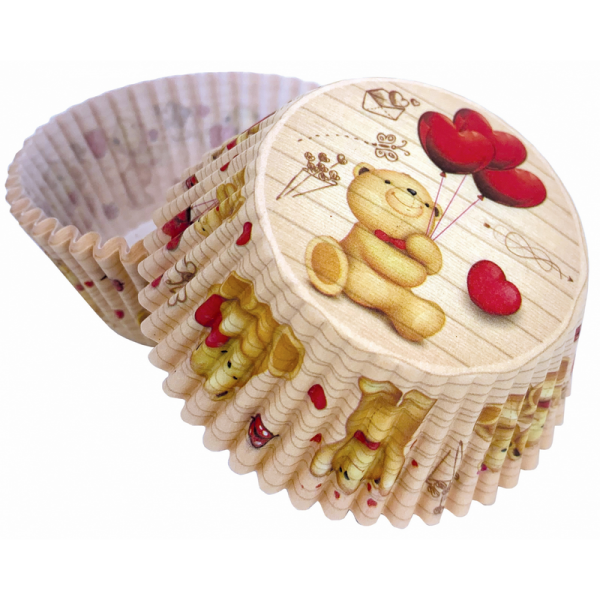 Košíčky papírové Medvídek, 50 ks, v.30xpr.50 mm