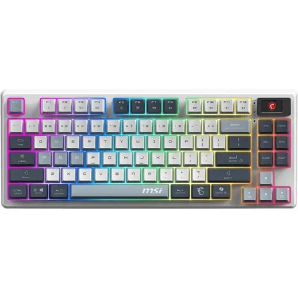 MSI FORGE GK600 TKL Sky šedá / Bezdrátová herní klávesnice / mechanická / 2.4GHz / BT / USB-C / RGB / display / CZ Layou (S11-43CSP01-HH9)