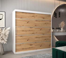 Šatní skříň Abi V1 Barva korpusu: Bílá, Rozměry: 200 cm, Dveře: Dub artisan