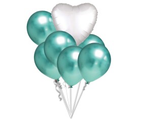Balónky chromové zelené a bílé srdíčko set balonky.cz Balónky chromové zelené a bílé srdíčko set balonky.cz