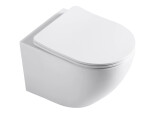 CERANO - WC závěsné Cesso, Rimless - bezokrajové splachování + Slim/SoftClose sedátko - bílá lesklá - 49x36 CER-417341