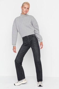 Trendyol černé džíny vysokým pasem širokými nohavicemi