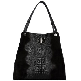 Luxusní dámská kožená kabelka na rameno Cynthia, černá