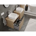 MEXEN/S - Rivel koupelnová skříňka pod umyvadlo 60 cm s deskou, 1 šuplík, reliéf , dub 91A20-06047-1-BFC81