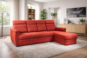 FAGUS Rohová sedačka KARLA - 3-sedák s rozkladem (relax L) - AKČNÍ VARIANTA PROVEDENÍ: 3-sedák 3R+relax KRX - látka kat. 0