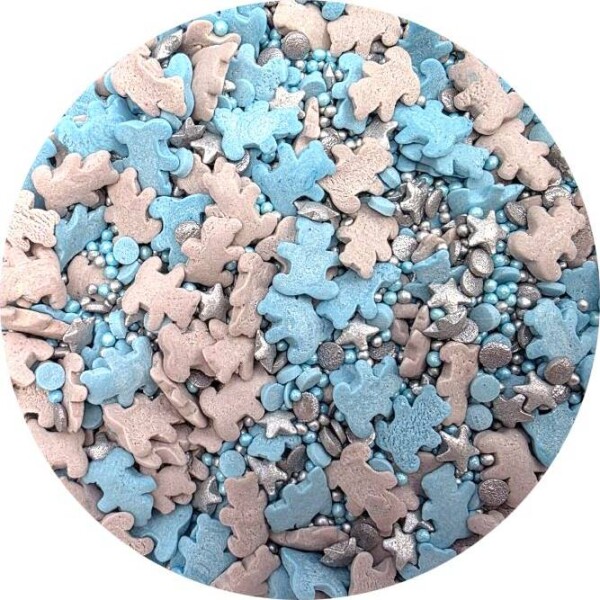 Cukrové zdobení Modro-stříbrní medvídci 80g - I LOVE CAKES