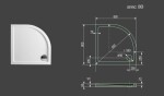 Aquatek - SMC 80x80 sprchová vanička z tvrzeného polymeru čtvrtkruhová SMC80