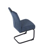 Židle jídelní, taštičkové pružiny v sedáku, modrá látka, černý kov