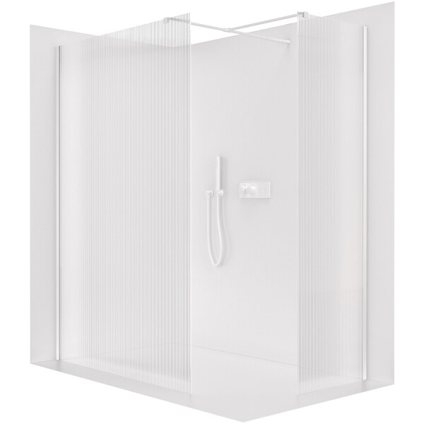 CERANO Sprchová zástěna Walk-in Onyx T L/P - 8 mm - hranatá vzpěra - bílá matná, rýhované sklo - 110x60x200 cm