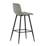 Židle barová, zelená látka, čtyřnohá kovová podnož, černý mat