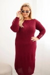 Dámské svetrkové šaty Plus Size s mohair bordó UNI