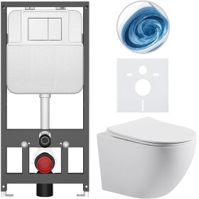 CERANO Kompletní WC set Basic/Cesso - bílá matná - WC tlačítko Maxio/Bílá - závěsné - předstěnová instalace - 49x36 cm - 8050BD86168