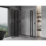 MEXEN/S - Mist L Duo sprchový kout dveře křídlové 115 x 110, černý okraj, černá 8A4L-115L-110P-70-70