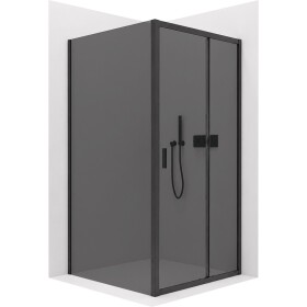 CERANO Sprchový kout Varone LINE L/P - 6 mm - černá matná, grafitové sklo - 90x90x195 cm - posuvný