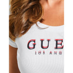 GUESS tričko Originals Ribbed Top bílé L Bílá