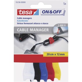 TESA On & Off 55236-00-00 kabelový manažer na suchý zip ke spojování háčková a flaušová část (d x š) 200 mm x 12 mm barevná 5 ks