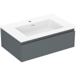 MEXEN/S - Rivel koupelnová skříňka 70 cm s umyvadlem Otis, 1 šuplík, reliéf , grafit mat/bílá mat 91A20-07023-1-BF66-W18M01