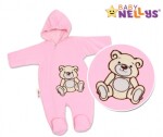 BABY NELLYS Zimní kombinézka/overálek Teddy Bear růžová, vel.