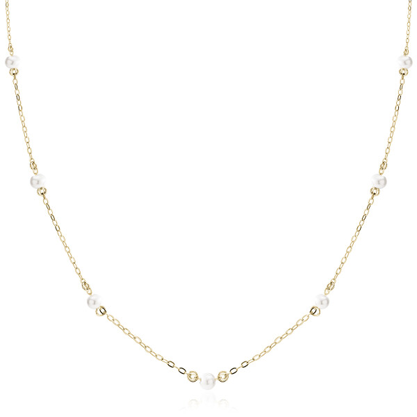 LUNICA Stříbrný perlový náhrdelník GOLD 1009