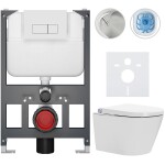 CERANO Závěsné WC s bidetem Basic/Cronus Standard - bílá lesklá - WC tlačítko Modulo/Bílá - závěsné - nízký modul - předstěnová instalace - 59,3x38,4 cm