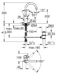 GROHE - Eurosmart Cosmopolitan Umyvadlová baterie L, s výpustí, chrom 32830001