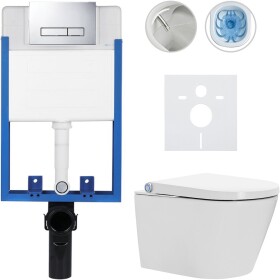 CERANO Kompletní WC set Profi/Cronus Standard - bílá lesklá - WC tlačítko Slim/Chrom - pro zazdění - 59,3x38,4 cm