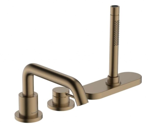 HANSGROHE - Tecturis S Baterie na okraj vany, 3-otvorová instalace, sBox, kartáčovaný bronz 73447140