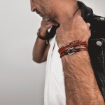 Luxusní pánský náramek s červeným jaspisem Antonio, Červená 20 cm