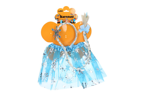Set karneval - princezna modrá sukýnka s čelenkou