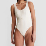 Dámské jednodílné plavky Monogram Rib KW0KW02151-PGA - Calvin Klein L